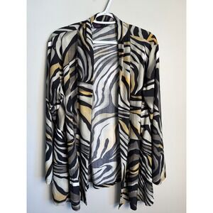 Model France Zebra Print Open Front Cardigan Jacket‎ Bohemian Chic Mob Wife XL